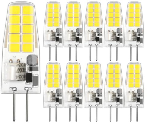 LUTW Lampadine LED G4 12V 2W, G4 LED 6000K Bianco Freddo, Equivalente 20W Lampada Alogena, 200LM, Non Dimmerabile, Senza sfarfallio, Lampadine G4 per cappa da cucina, 10 pezzi