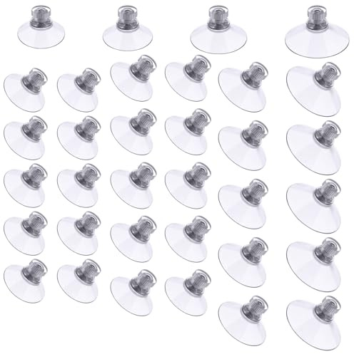 Flintronic 30PCS Suction Cups, 25/30/40/50mm Clear Suction Pads | Plastic Sucker Pads, Suction Holder with Knurled Nut Window Suckers for Glass Mirror Window Wall Door and Other Smooth Flat