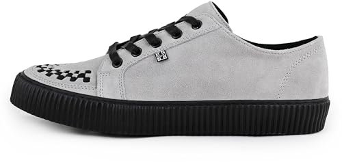 T.U.K. Ribbed Sole Sneaker - Modeschuhe für Männer und Frauen - Skate, Punk, Rock und Gothic Style aus Leder, Wildleder und Canvas- Farbe Grey Suede - Größe 45
