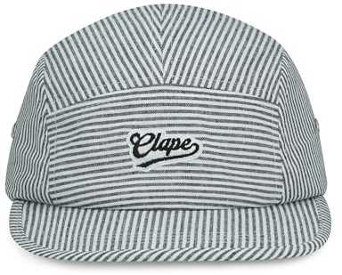 CLAPE Cappello da Baseball Uomo Donna Cappellino 5 Pannelli Visiera Piatta Coton Cappelli Sportivi Regolabile Traspirante Nero Black BSAP2526