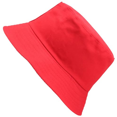 Fischerhut, Unisex Baumwolle Hut, Faltbarer Fischerhüte, Outdoor Sommerhut Sonnenhut, Fischerhüte Herren Damen, Anglerhut Baumwolle, Reversibel Freizeithut für Wandern Camping Reisen Angeln, Rot
