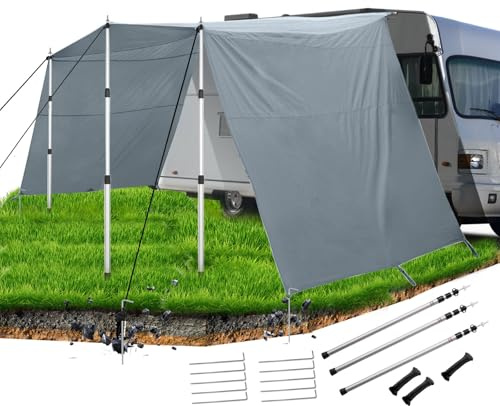 Tendalino Camper, Tendalino Auto, Roulotte, Tenda Furgone Laterale 4 X 2.4m, Con Guida Per Tubi Da 4 M (4-7 Mm), Per Camper, Lato Auto