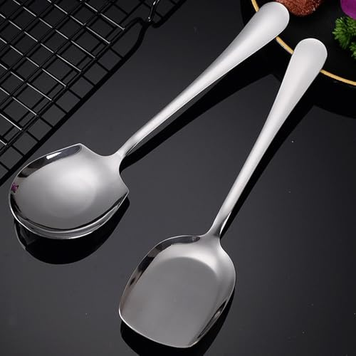 Komoke 2 Stücke Servierlöffel Edelstahl Groß - Spülmaschinenfeste Salatlöffel & Suppenkelle, 20.8cm Lange Löffel, Serving Spoon, Salatbesteck Edelstahl, Schöpfkelle, für Restaurant, Küche, Haushalt