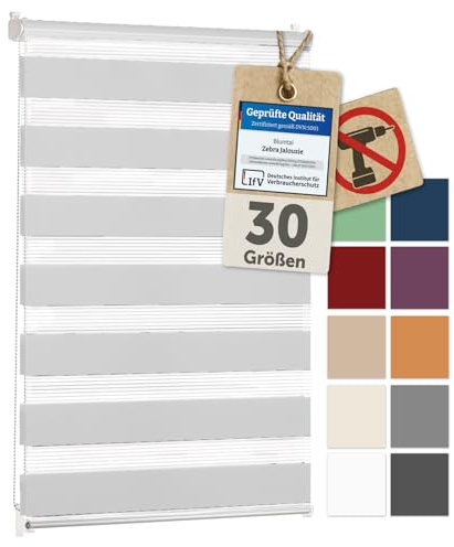 Blumtal Doppelrollo Klemmfix ohne Bohren 60x210 cm - individuell einstellbare Rollos für Fenster ohne Bohren - Fenster Rollos für Innen - Klemmfix-Doppelrollo leicht installierbar Fensterrollo in Weiß