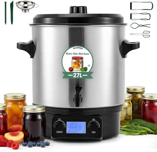 Huanyu 27L Bagnomaria elettrico con display LCD Macchina per conserve con temperatura e tempo regolabili e strumenti per conserve Perfetta per conservare, preparare marmellate, salse e zuppe