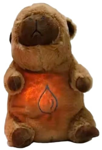 Xoeryoy Peluche Capibara Che Respira, Peluche Capibara Che Dorme con Sollievo dall'ansia con Movimento respiratorio Realistico e luci Musicali rilassanti per Bambini Senza Batteria Marrone
