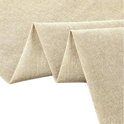 Lino Tela Algodón Por Metro, 155 × 100 cm Tela de Algodón Sin Blanquear, Natural Lienzo de Bordado Bordada, Lino para Punto de Cruz, para Manualidades, Decoración, Tapizar, Cojines, Cortinas, Bolsos