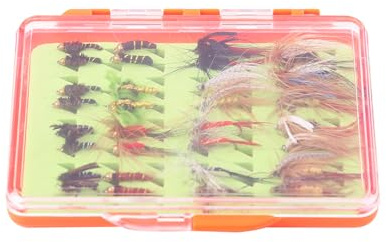 Jenivaint Flugfiske Flugor Sortiment 30st Fishing Bait Kit Konstgjorda Beten Set med Hållbar ABS/PP Box för öring Bas Lax Harr