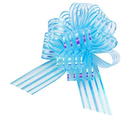 Oblique Unique® Geschenk Schleife mit Geschenkband Glänzend für Geschenke Tüten Zuckertüten zum Basteln Dekorieren Verzieren 15 x 18cm - wählbar (Hellblau)