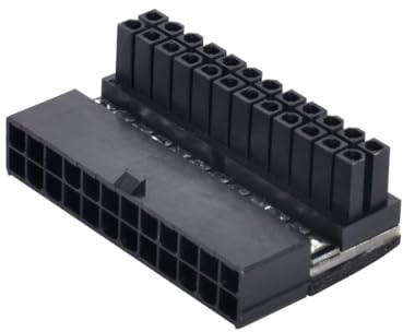chenyang ATX - Adaptador de conector de 24 pines macho a hembra en ángulo de 90 grados para placa base PSU