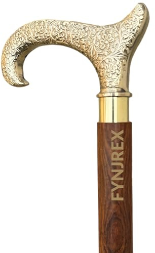 CraftnGifts - Bastones y bastones de senderismo con mango de latón, regalo asequible, decorativo de madera, declaración de moda para hombres, mujeres, personas mayores, abuelos