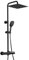 JOHO Regendusche Duschsystem Thermostat Duschset mit Thermostatarmatur, Edelstahl Duschstange, Kopfbrause 25x25cm matt schwarz(2525+Thermostat MB)