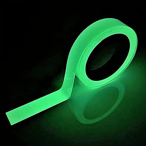 SeKi Fluoreszierendes selbstleuchtendes Klebeband 25mm x 10 Meter; Markierungsband Nachleuchtend Glow in The Dark Warnband Phosphor Reflektorband selbstklebend