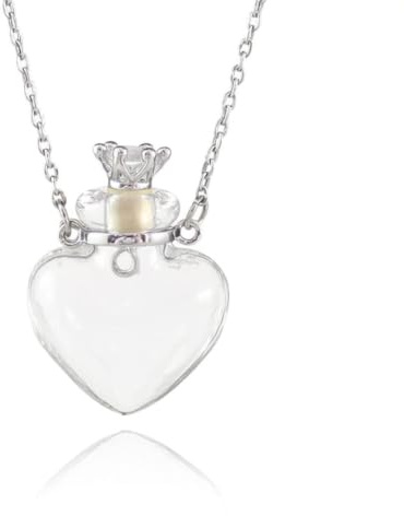 HCMA 1 pieza de vidrio con forma de frasco de corazón, collar con colgante de cremación, soporte de caja de ceniza, collar de recuerdo, joyería conmemorativa, collar de urna para ceniza