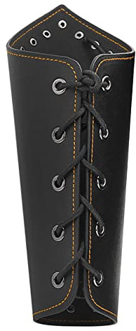 YJZQ Men's Punk Archery Arm Guard Adjustable Forearm Protector PU Leather Vintage Archery Protective Gear Hunting Target Shooting Antique Bracer Wristband, Black