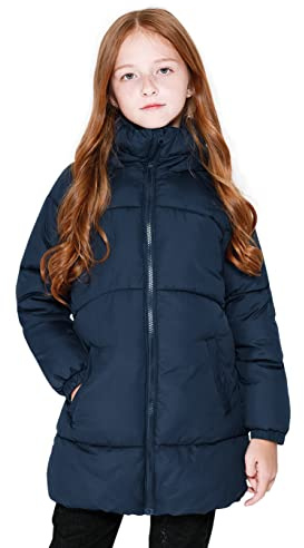 SOLOCOTE Niñas Invierno Abrigos Niños Pesado Mediana Longitud Chaquetas Caliente Puffly Down-like Algodón Guata Ropa de abrigo para niños marina 11-12 años
