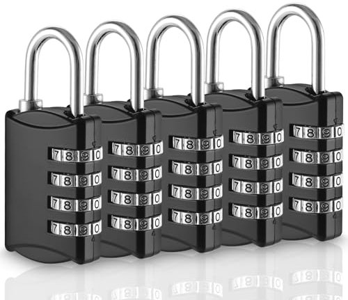 Xespis Lot de 5 Cadenas Code, Cadenas Code 4 Chiffres, Petit Cadenas Code, en Alliage de Zinc, Résistant aux intempéries, pour Casier, Bagage, Valise