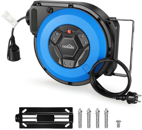 Professionelle Automatische Kabeltrommel mit Halterung 15 m+2 m| Wand Und Decke Montierte Einziehbare Stromtrommel| 1500W ~ 3000W Automatik Kabelaufroller| 180° Drehbare| Kabelrolle Schutzstufe IP44