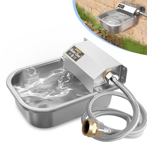 Automatic Water Dispenser for Dogs, 3L /101 oz 304 Stainless Steel Dog Water Feeder, Auto-Fill Large Waterer for Pets & Livestock, Outdoor Dog Water Bowl, Wide Mouth, Anti-tip, Easy to Clean