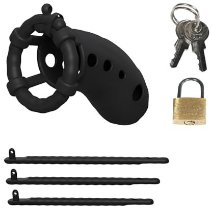 Silikon Keuschheitskäfig Das Männliche Sexspielzeug Cock Cage Wird mit 3 Verschieden Großen Ringen Geliefert Chastity Cage aus Weichem Material zum Training des Männlichen Penis (Black)