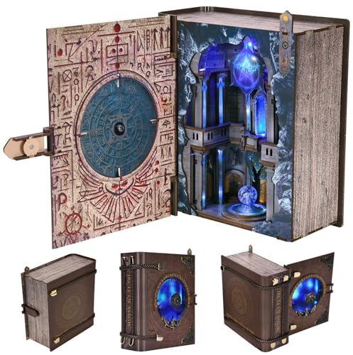 MiniCity Book Nook Kit, DIY Miniature Dollhouse Kit for Adults, Booknook Bookshelf Insert Decor 3D Wooden Puzzle with LED Light Unique Gift for Fantasy Lovers (Circle of Magic)