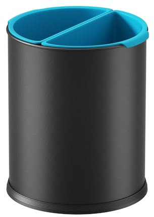 YOJIA 4 Gallon Business Trash Can Indoor, Two Removable Liners,Recycling,Environmental Protection,Round Metal Garbage Can, Black Sorting Garbage Bin (Double Trash can)