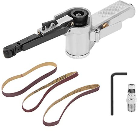 Smerigliatrice Pneumatica Ad Alta velocità, Alta Efficienza, Forte Potenza Levigatrice a Nastro 10 Mm Smerigliatrice Ad Aria per Mobili Legno Vetro Metallo con 3 Nastri,