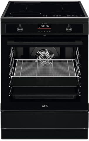 AEG Standherd mit Induktions-Kochfeld 60 cm/Hob²Hood/Pyrolyse – Selbstreinigung/SoftClosing/Touch-Bedienung/Grillfunktion/Display mit Uhr/Kindersicherung/A / CIB6499APB