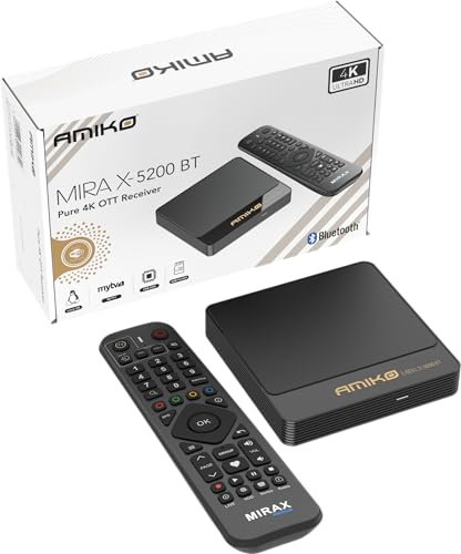 Amiko Mira X-5200 BT Télécommande Bluetooth 4K Pure OTT Récepteur 2 Go DDR3 8G UHD