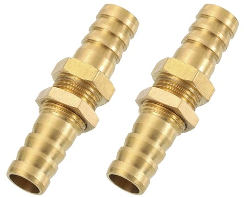 QUARKZMAN 2 Piezas Conector De Manguera 3/8, Unión Recta De Latón con Cabeza Hexagonal para Agua Combustible Aire, Color Latón