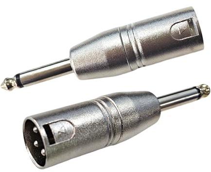Wvxilyr 2 Piezas Juego de 6,35 mm TRS Mono a XLR Masculino, Adaptador XLR Mezclador, XLR 3 Pin Hembra Macho a 1/4 6.35mm, Conexiones de Audio Balanceadas para Mezcladores y Altavoces (Mono)