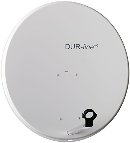 DUR-line MDA 80cm Hellgrau - Aluminium Satellitenschüssel mit LNB Feedhalterung - Sat Antenne Spiegel Anlage [Digital, Camping, Astra 19,2°, DVB-S/S2, Full HD, 4K, 3D]