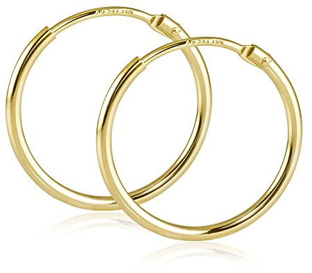 MATERIA Damen Creolen 585 Gold Ohrringe 17mm Goldcreolen klein flexibel mit Geschenk-Box Made in Germany #GO-7