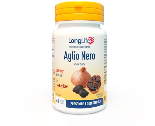 LongLife® Aglio Nero | Estratto fermentato 250mg | Titolato in S-allil-cisteina (SAC) 0,1% | Supporto cardiovascolare e antiossidante | Fino a 1 mese di trattamento | Vegano e Senza glutine
