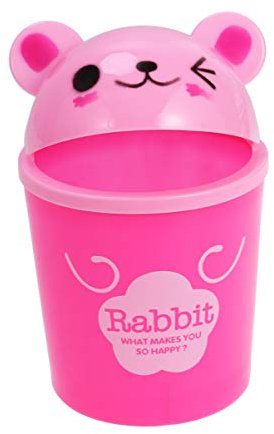Toddmomy Mini Poubelle de Bureau Poubelle de Dessin Animé Lapin Animaux Mini Organisateur de Déchets Corbeille à Papier Porte-Stylo pour Voiture Bureau à Domicile (Rose)