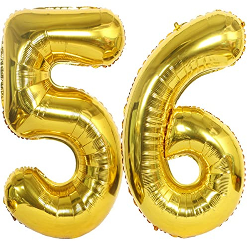 Foil Globo Número 56 Dorados Globo Número 56 Dorados 100cm Gigante Globos de Cumpleaños Numeros 56 Dorados Helio,numero 56 globo cumpleaños 56 años Decoración 56 Cumpleaños para Fiestas Mujer