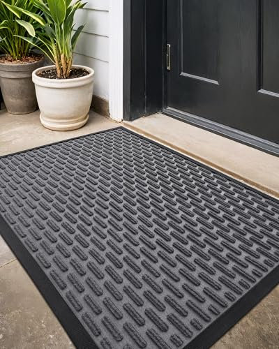 Color G Paillasson Exterieur Entree 44x75cm, Tapis Exterieur Resistant Pluie, Absorbant paillasson Exterieur Lavable, Antidérapant Paillassons pour Entrée, Balcon, Jardin - Gris