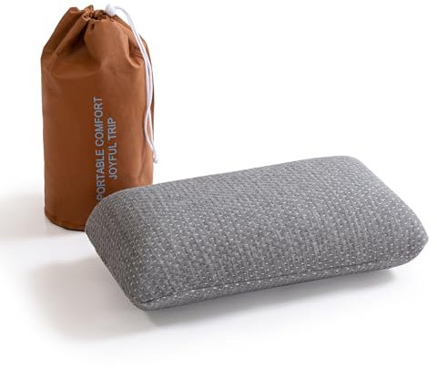 CQQC Kleines Memory-Foam-Kissen für Reisen und Camping - mittelfestes Bettkissen, konturierte Unterstützung, atmungsaktiver Bezug, waschmaschinenfest, ideal für Rucksacktourismus, Flugzeug, Auto