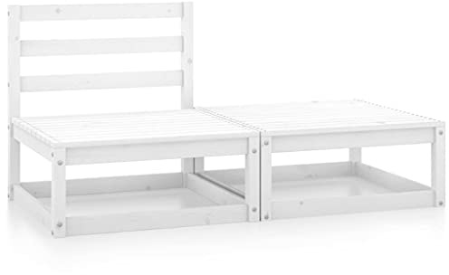 KTHLBRH Juego de muebles de jardín, muebles de terraza, muebles de balcón, 2 piezas, juego de salón de jardín, madera maciza de pino blanco