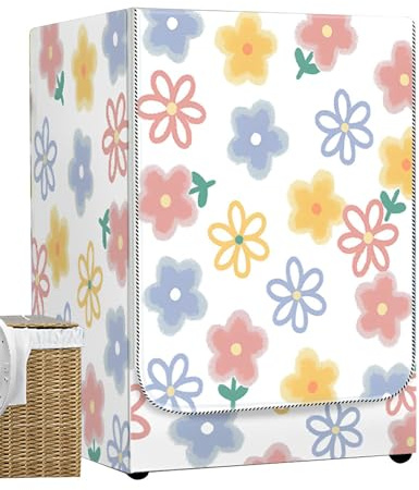 Odot Washer Dustproof Cover Front Load, Washing Machine Dryer Protector Sunscreen Waterproof Tumble Dryer Case Protective Cover for Most Front Loadi (watercolor flowers,S-capacity 4-7.5kg)