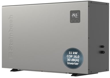 STEINBACH Wärmepumpe Silent 11 – 049314 – Inverter Wärmepumpe für Pools bis 50.000 l – Heizleistung 11.000 W, Besonders leiser Betrieb und effizient Dank Inverter-Technologie, Kabelgebunden