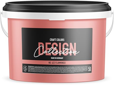 Craft Colors® 5L hochwertige Wandfarbe edelmatt, Kreidefarbe made in Germany, DESIGN Collection No. 422 Flamingo Koralle