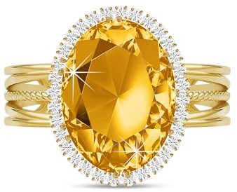 Linawe Chunky Gold Rings for Women, Birthstone Adjustable Statement CZ Cocktail Ring, Costume Ring