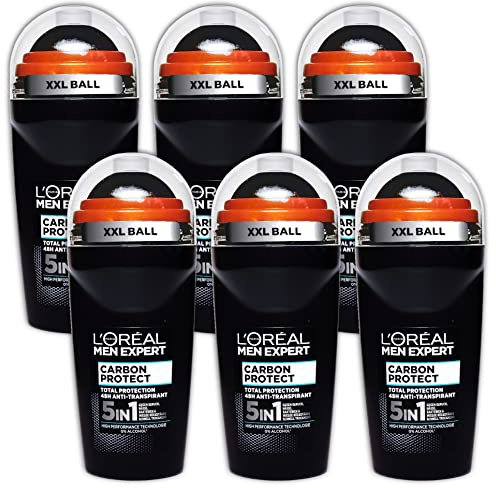 6-pack Loreal män Expert Carbon Protect Anti-Perspirant Roll-On Deoroller 6 x 50 ml