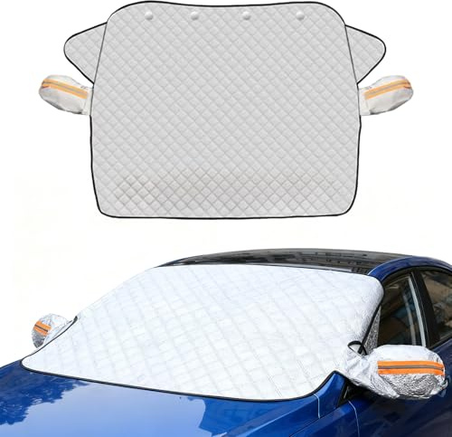 JZAHYUK Windshield Cover for Winter Ice/Snow/Frost, Heavy Duty Thick Protective Windscreen Cover, Snow Ice Frost Dust Water Resistent, Heat Car Windshield Snow Cover (63x46)