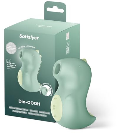 Satisfyer Din-OOOH Druckwellen-Vibrator | Stimulator mit 2 Motoren | Klitorisstimulator für Damen im süßen Dino-Design | Wasserdicht (IPX7) | Silikon Sex-Spielzeug für Frauen