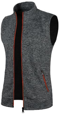 Fleeceweste Herren, Ärmellose Weste Herren Tracht Arbeitsweste Leicht Elegant Übergangsjacke Vest Warme Strickweste Stehkragen Fleeceweste Kurz Sportlich Herrenwesten
