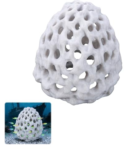 Othrion Shrimp Dome Hide with Suction Cup,Betta Habitat Fish Tank Tunnel,Aquarium Fish Cave Hideout Ornament Accessories,Shrimp Hide,Porous Coral Rock Hideout for Shrimp Guppy Hiding Resting(White