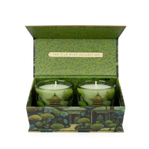 Scented Candles Gift Set of 2 – Fresh Floral Citrus Fragrance with Rose, Fresh Green & Soft Musk Notes | 20-Hour Burn | Decorative Glass Candle Set for Home & Gifting