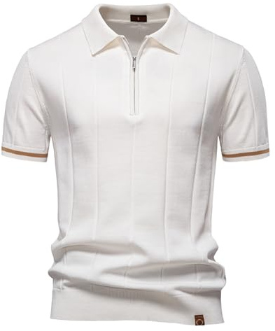 OlyljpinZ Polo de Manga Corta para Hombre de Punto Deportiva Camisas de Golf Verano Informal Vacaciones Camisetas a Rayas Transpirable Golf Shirt Clásico T-Shirt de Tenis Poloshirt de Trabajo